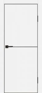 Межкомнатная дверь P-19  черный молдинг PET,  кромка ABS черная c 4-х ст. Белый матовый
