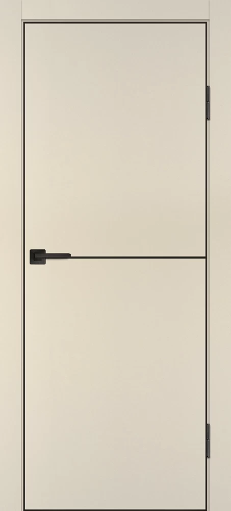 Фото Межкомнатная дверь P-19  черный молдинг PET,  кромка ABS черная c 4-х ст. Бежевый матовый